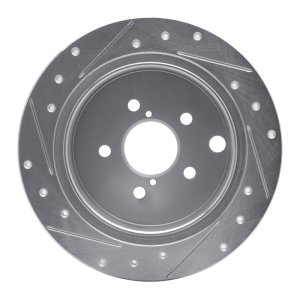 Subaru Impreza Brake Rotor (1) - Rear Right - R1 Concepts - Drilled & Slotted - Silver - `12-`23